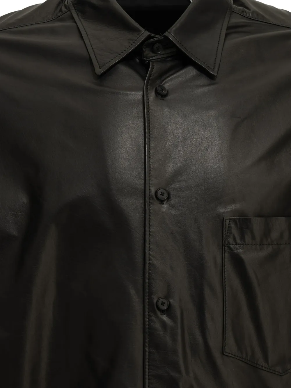 Auralee long-sleeve leather shirt Zwart