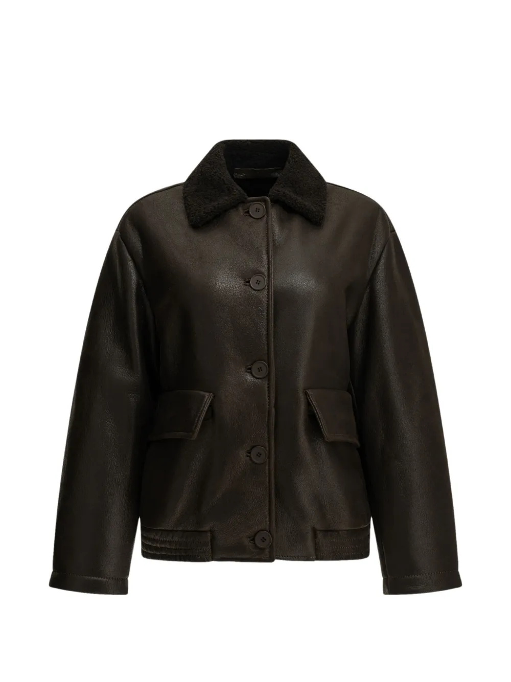 Salvatore Santoro shearling-collar leather coat - Braun