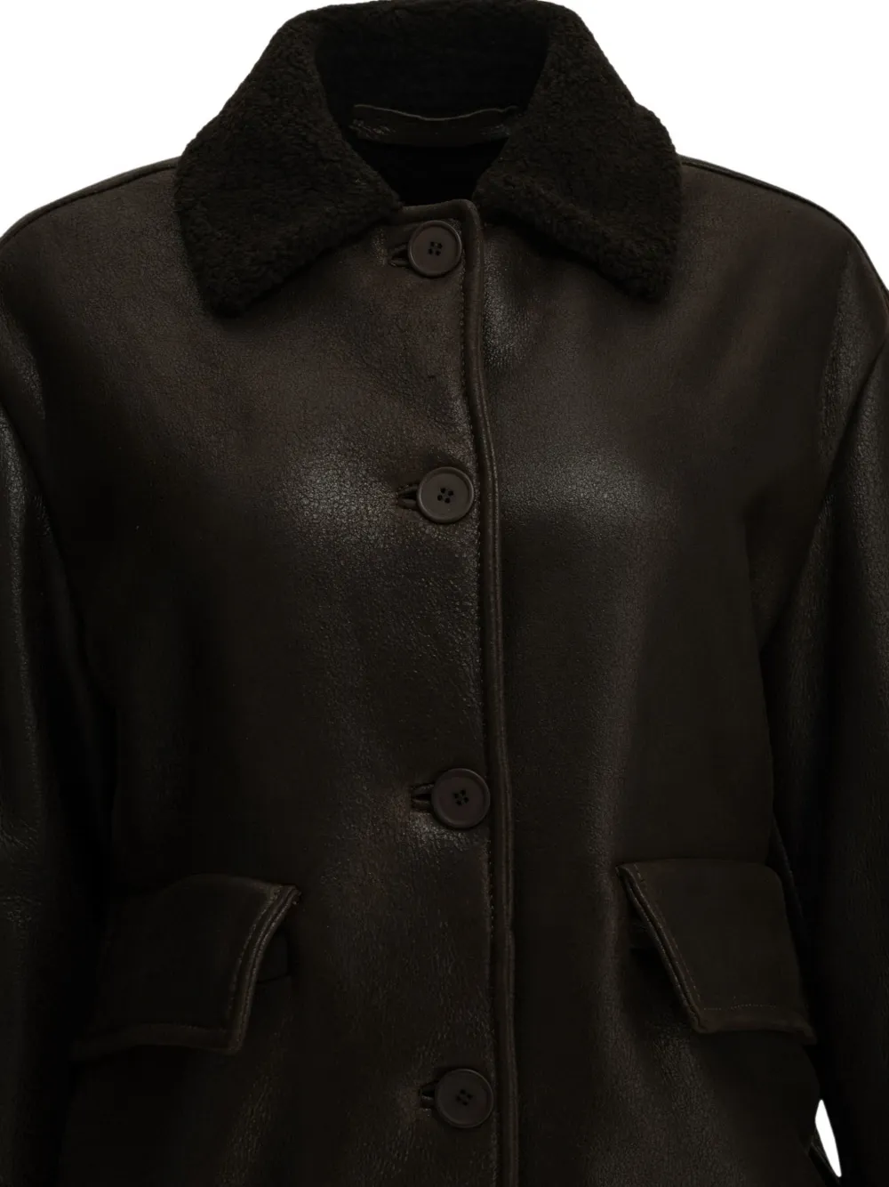 Salvatore Santoro shearling-collar leather coat Bruin