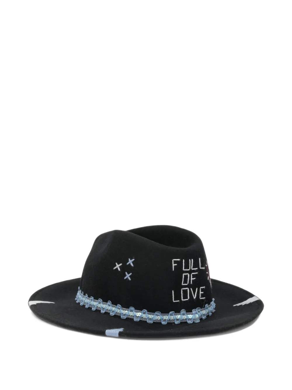 THE HAT GANG Full Of Love fedora hoed verfraaid met pailletten Zwart