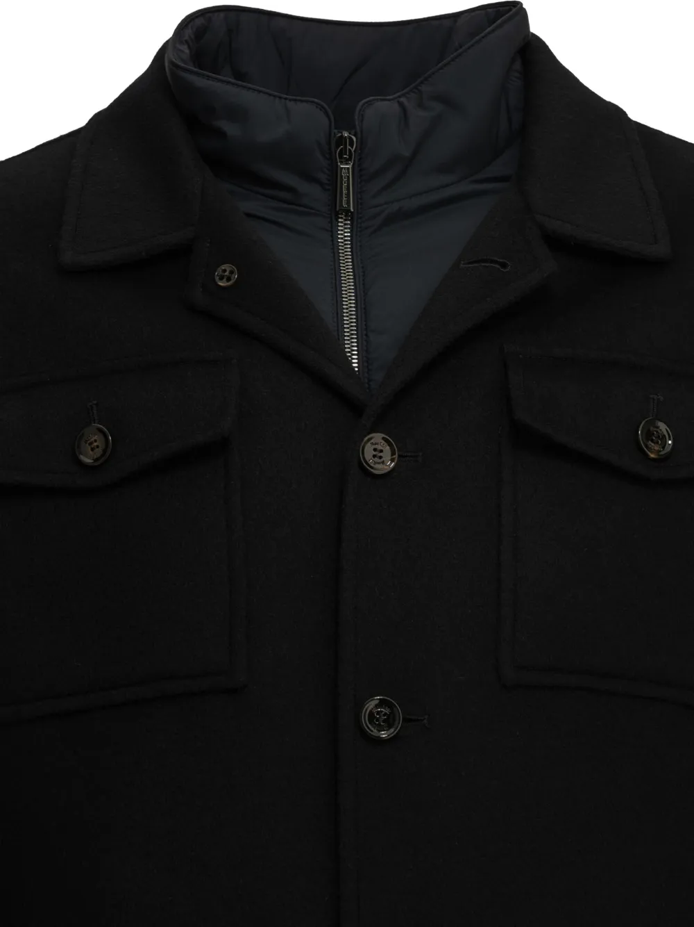 Moorer Dossi button-up layered shirt jacket Blauw