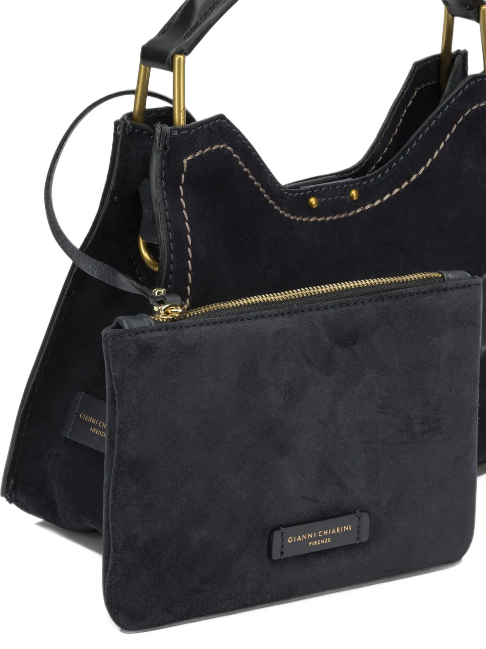 GIANNI CHIARINI Aurora kleine shopper met contrasterend stiksel Blauw