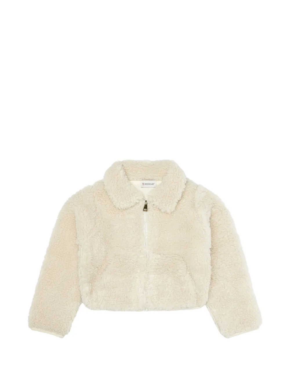 Moncler Enfant Jack met rits en fleece textuur Beige