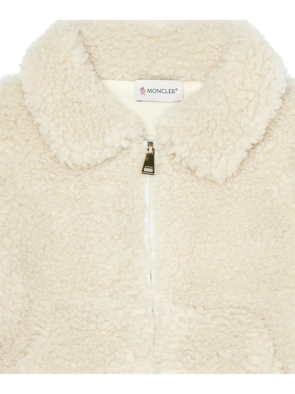 Moncler Enfant Jack met rits en fleece textuur Beige