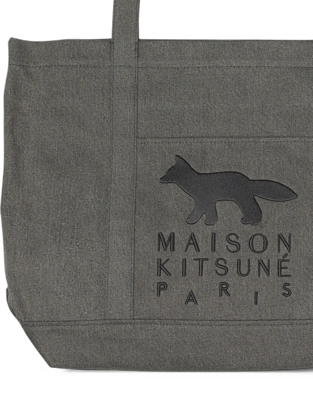 Maison Kitsuné Large Profile Fox logo-print tote bag Zwart