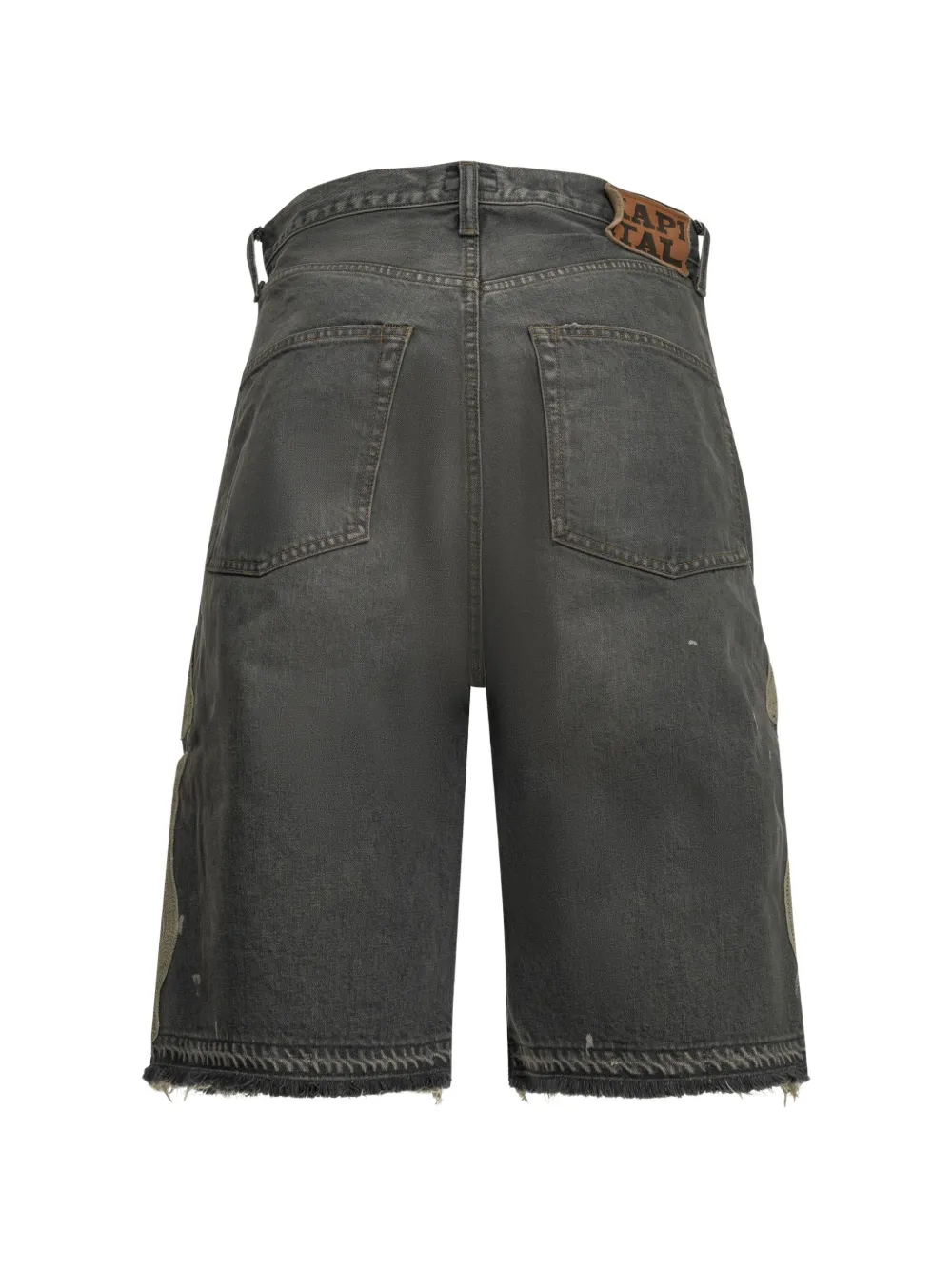 KAPITAL skeleton-patch frayed shorts Zwart
