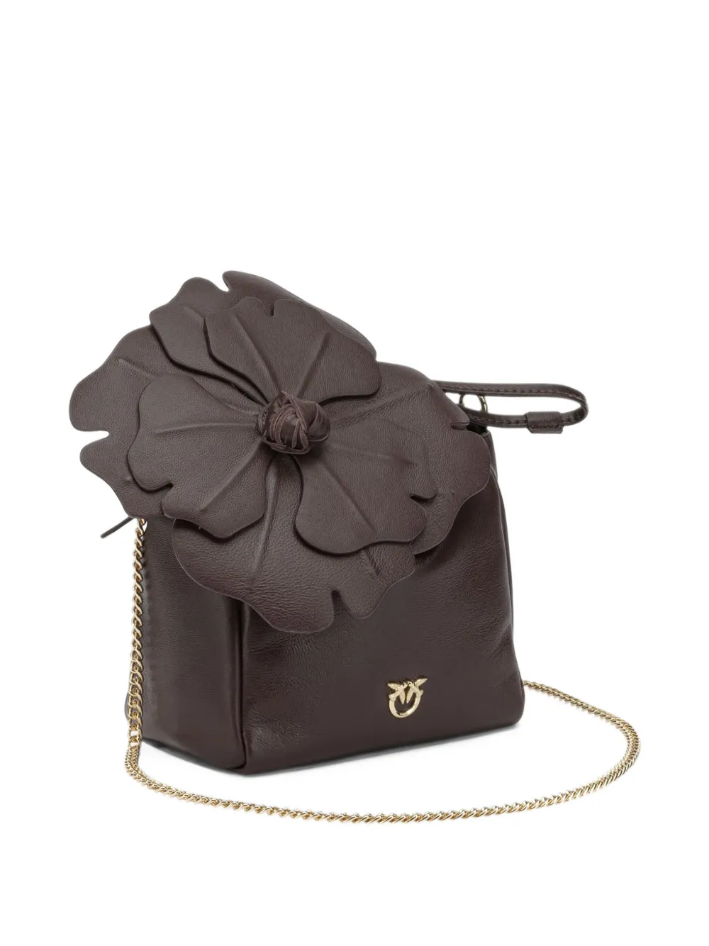 PINKO floral-applique Love Birds clutch bag Bruin