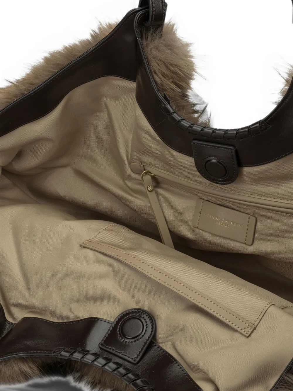 GIANNI CHIARINI Dua schoudertas van imitatiebont Bruin