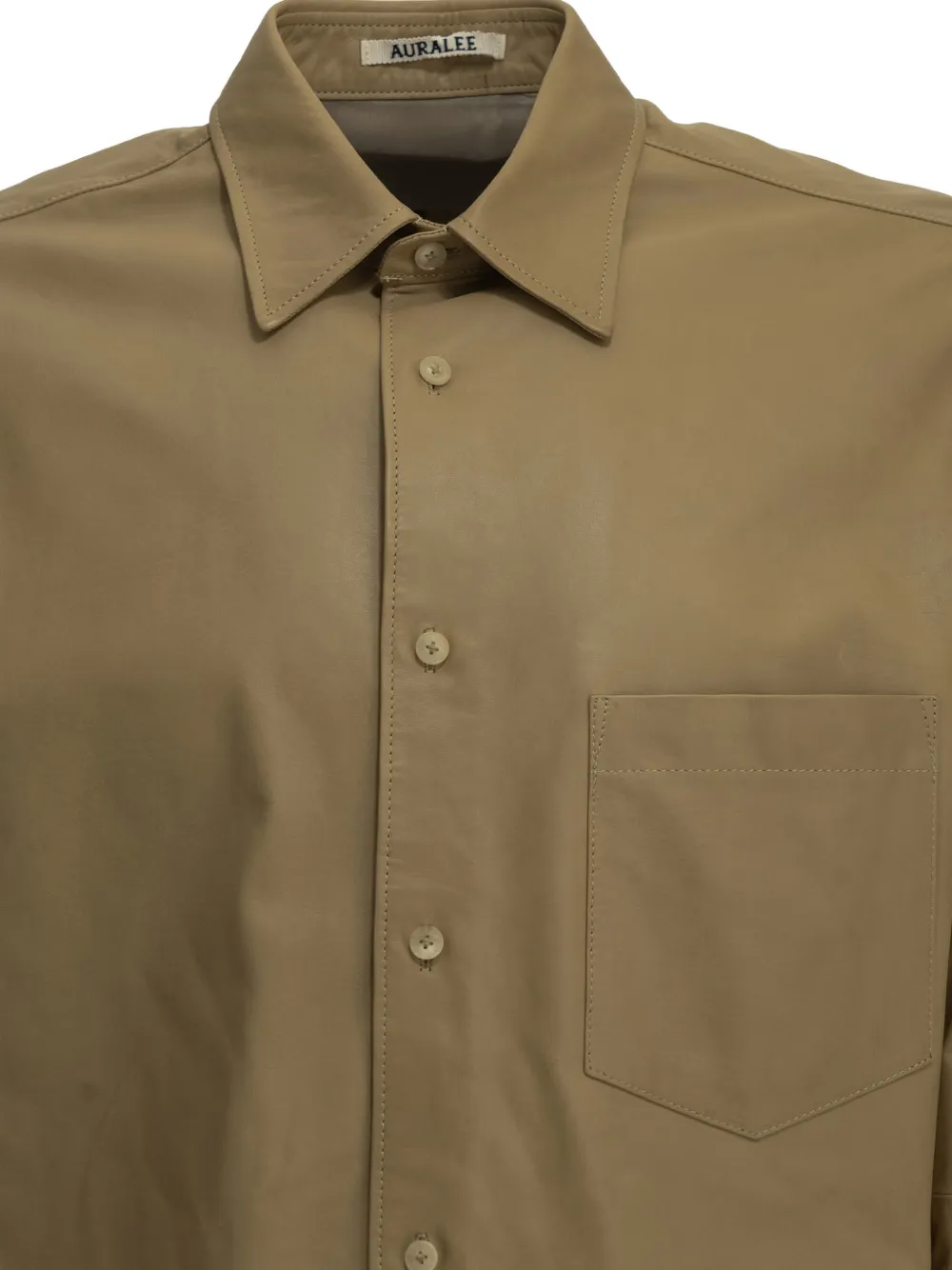 Auralee long-sleeve leather shirt Beige