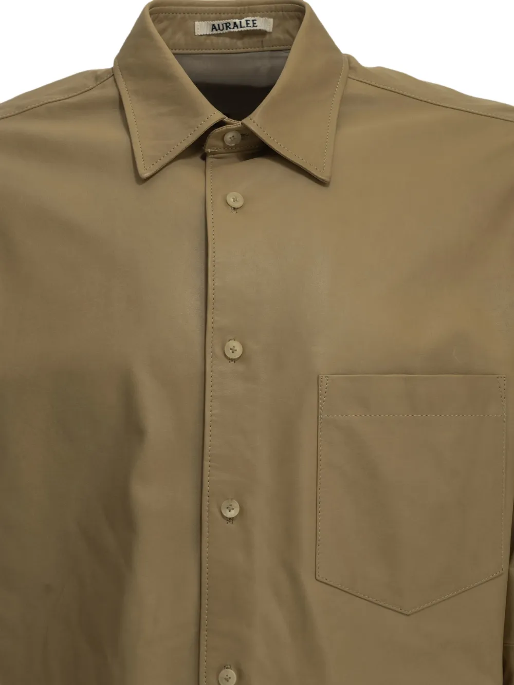 Auralee long-sleeve leather shirt Beige