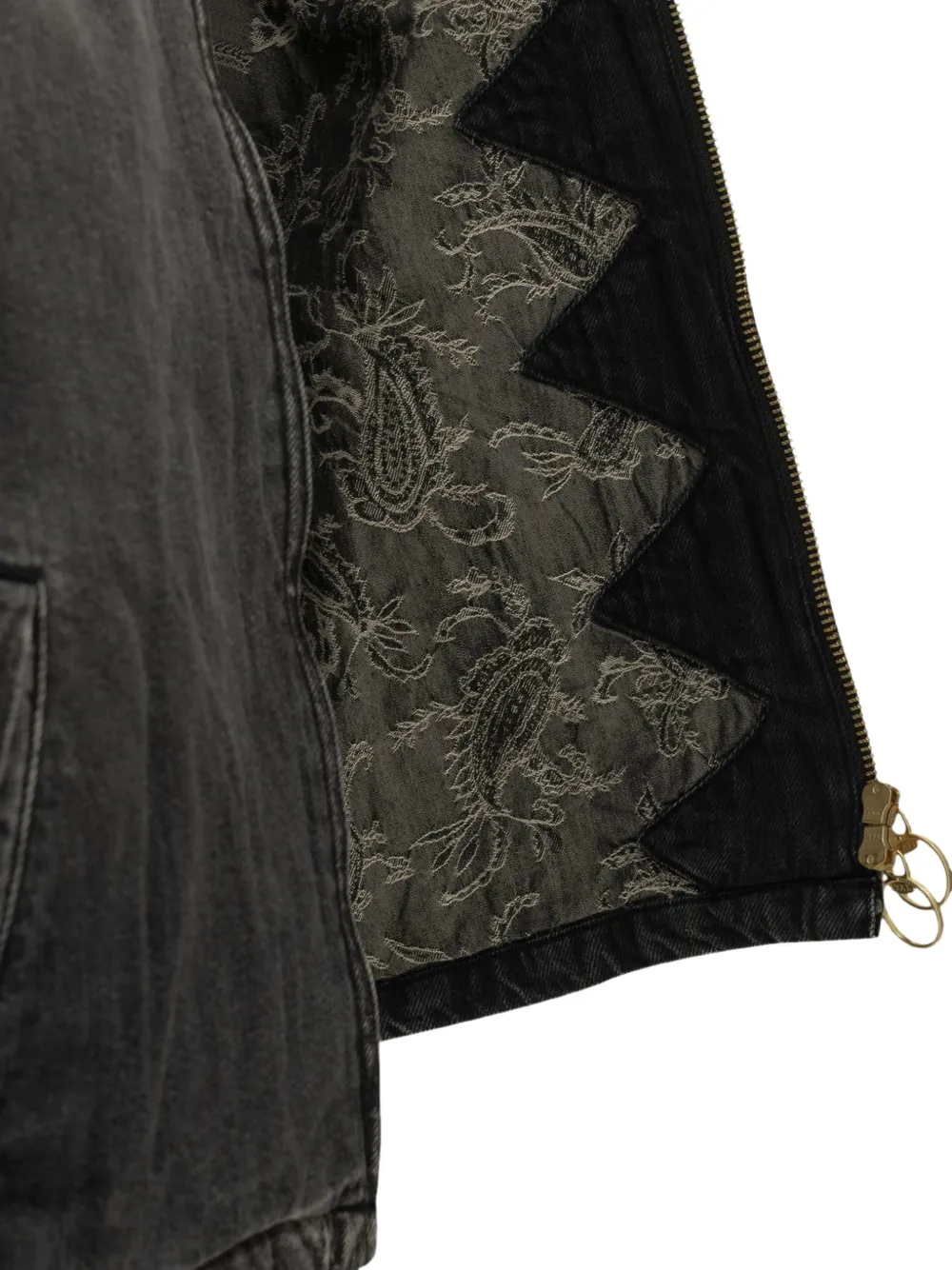 KAPITAL Hacksaw paisley-lining denim jacket Zwart