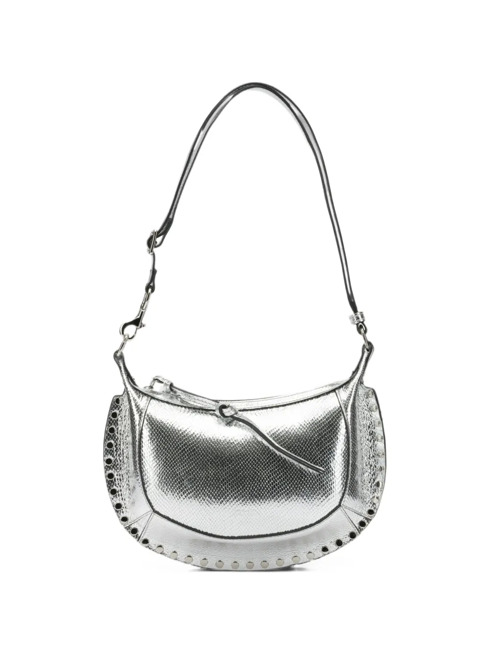 ISABEL MARANT Oskan Moon snakeskin-effect studded shoulder bag - Silver