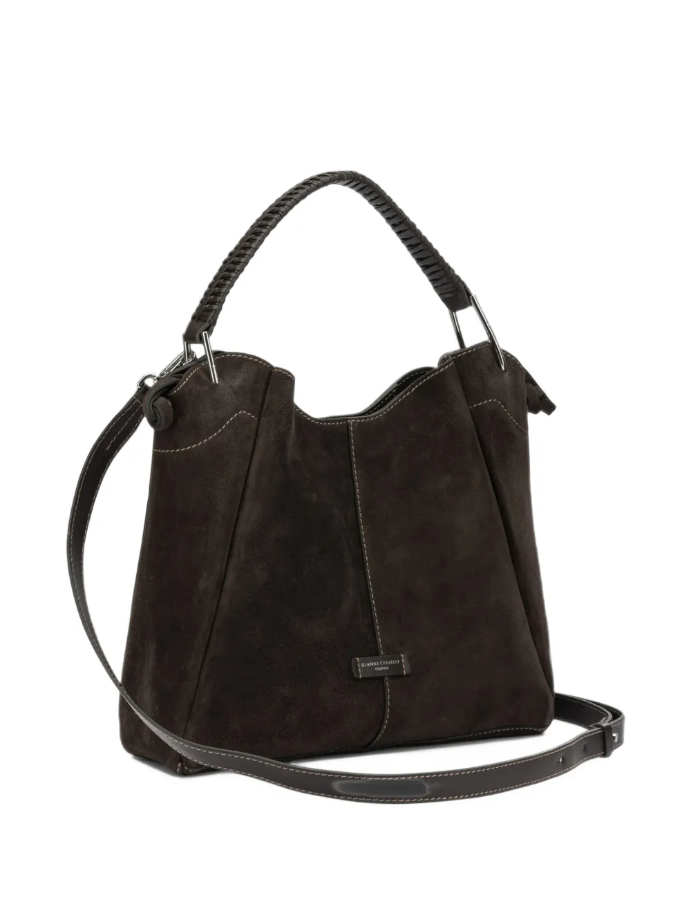 GIANNI CHIARINI Medium Era suede-finish tote bag Bruin