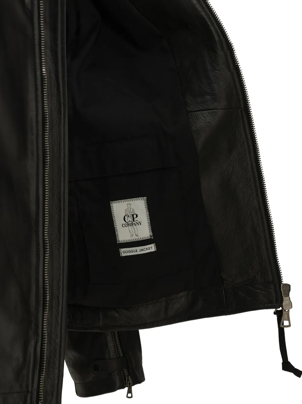 C.P. Company leather Goggle jacket Zwart