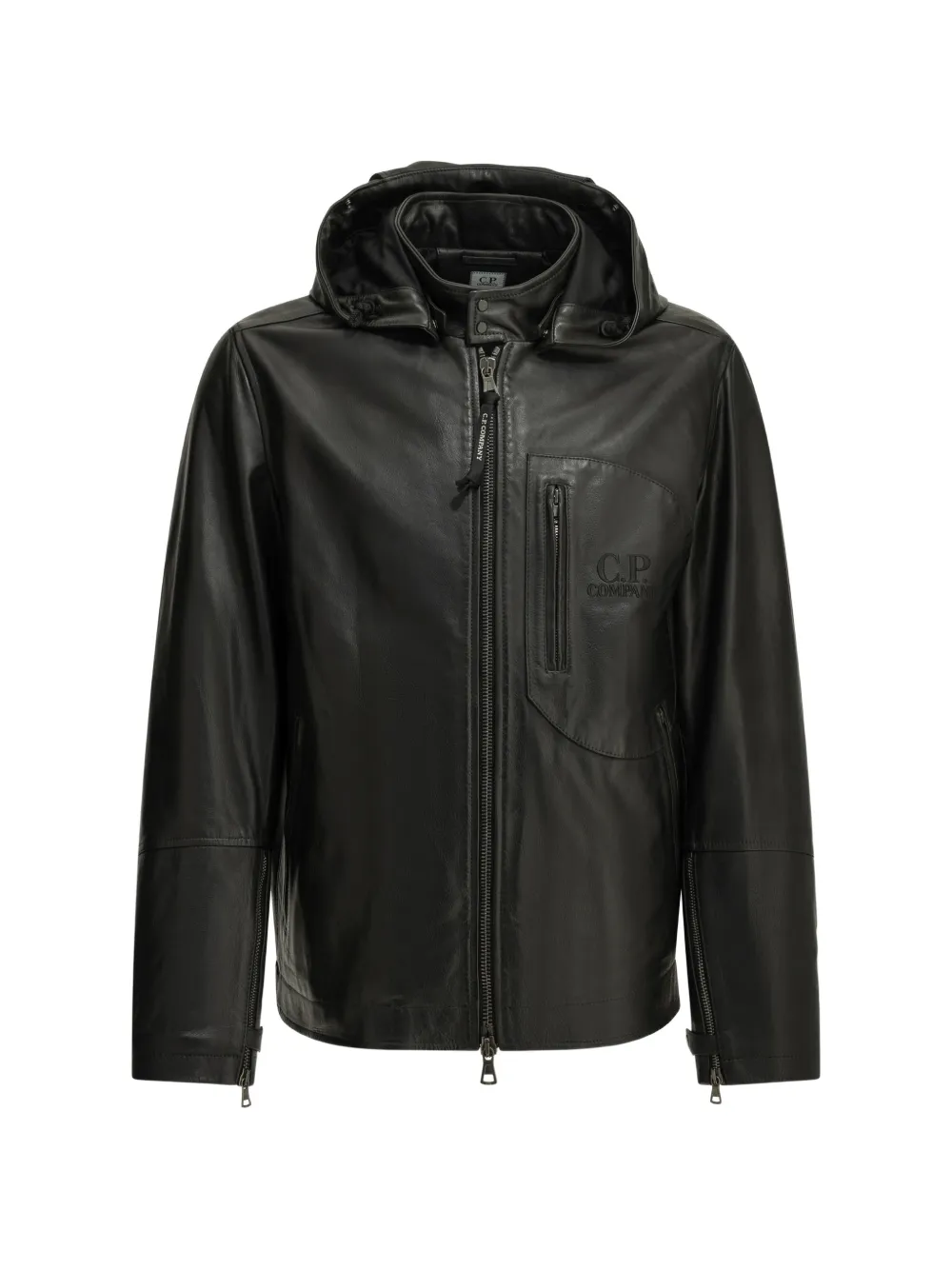 C.P. Company leather Goggle jacket - Schwarz