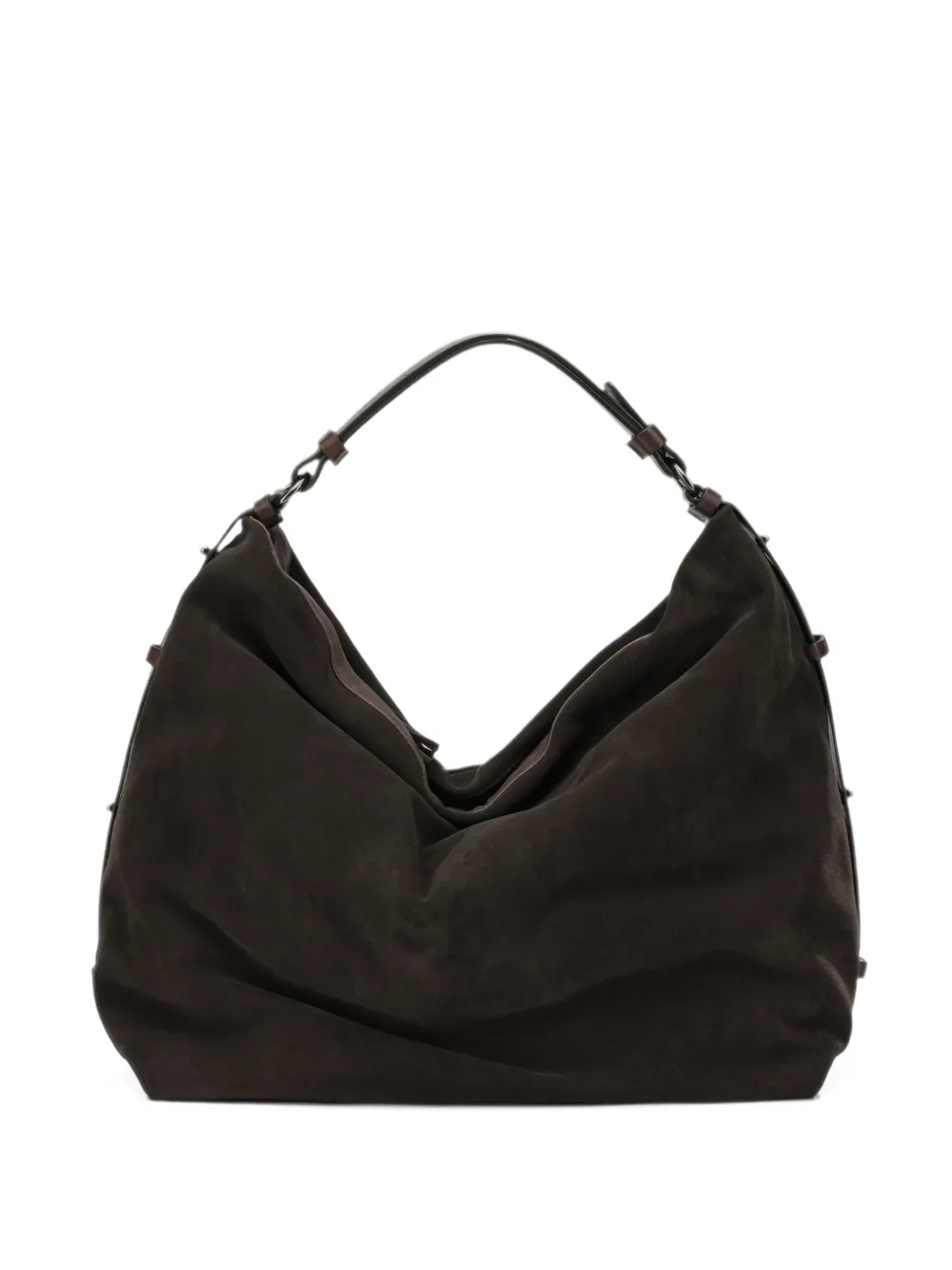 Reptile's House suede-finish leather shoulder bag - Brown
