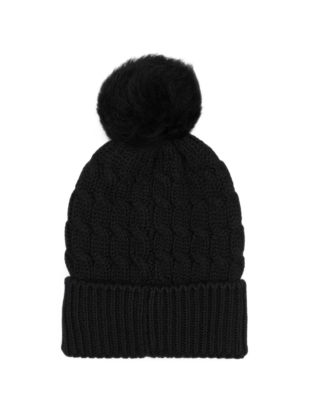 Moncler Grenoble cable-knit pom-pom beanie hat Zwart