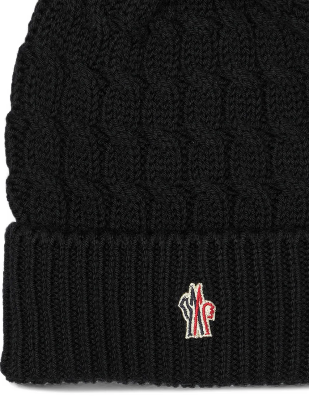 Moncler Grenoble cable-knit pom-pom beanie hat Zwart
