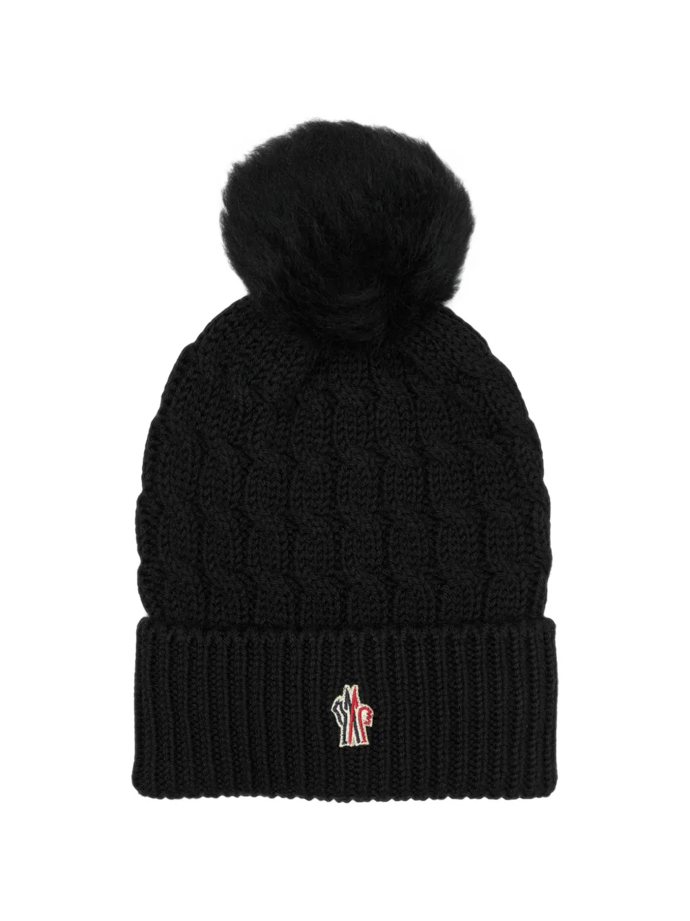 Moncler Grenoble cable-knit pom-pom beanie hat Zwart