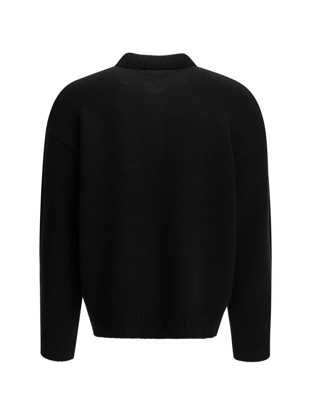 Polo Ralph Lauren logo-intarsia buttoned-collar sweater Zwart