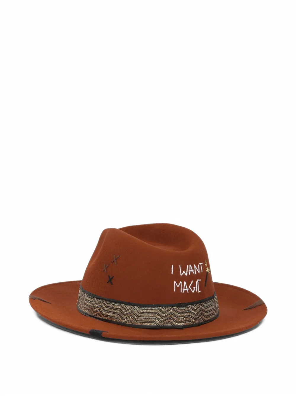THE HAT GANG Fedora hoed met chevron-band Oranje