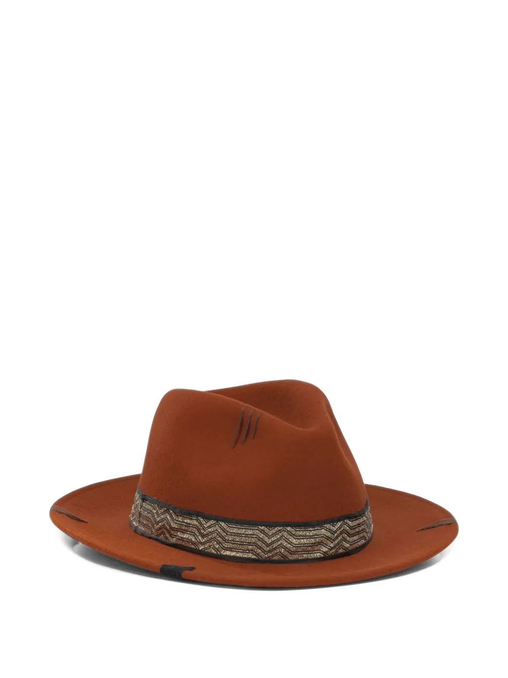 THE HAT GANG chevron-band fedora hat - Orange