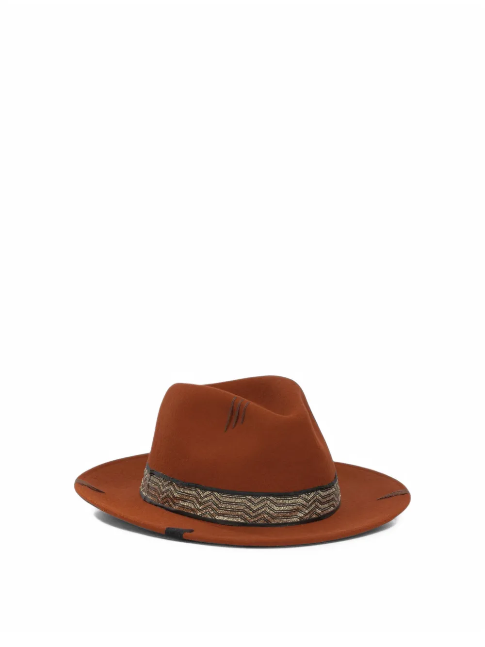 THE HAT GANG Fedora hoed met chevron-band Oranje