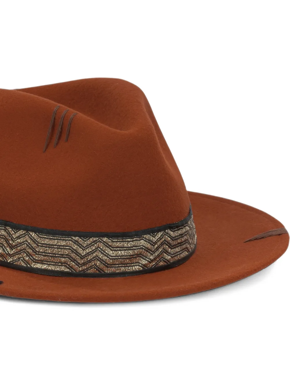 THE HAT GANG Fedora hoed met chevron-band Oranje