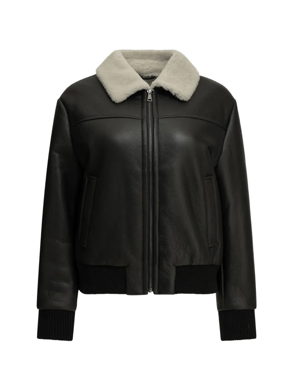 Semper shearling-collar leather coat - Schwarz
