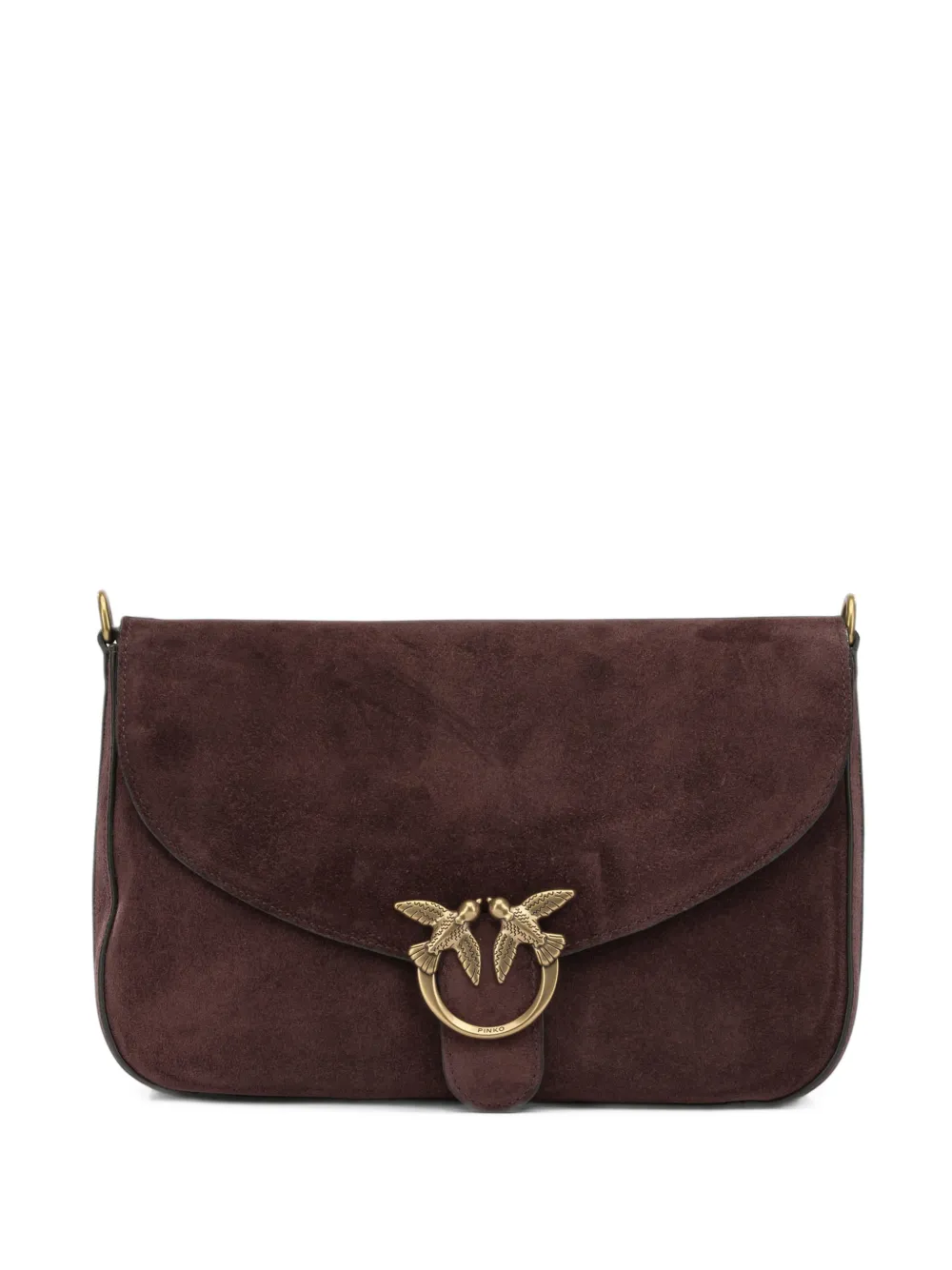 PINKO Love Birds suede shoulder bag - Brown