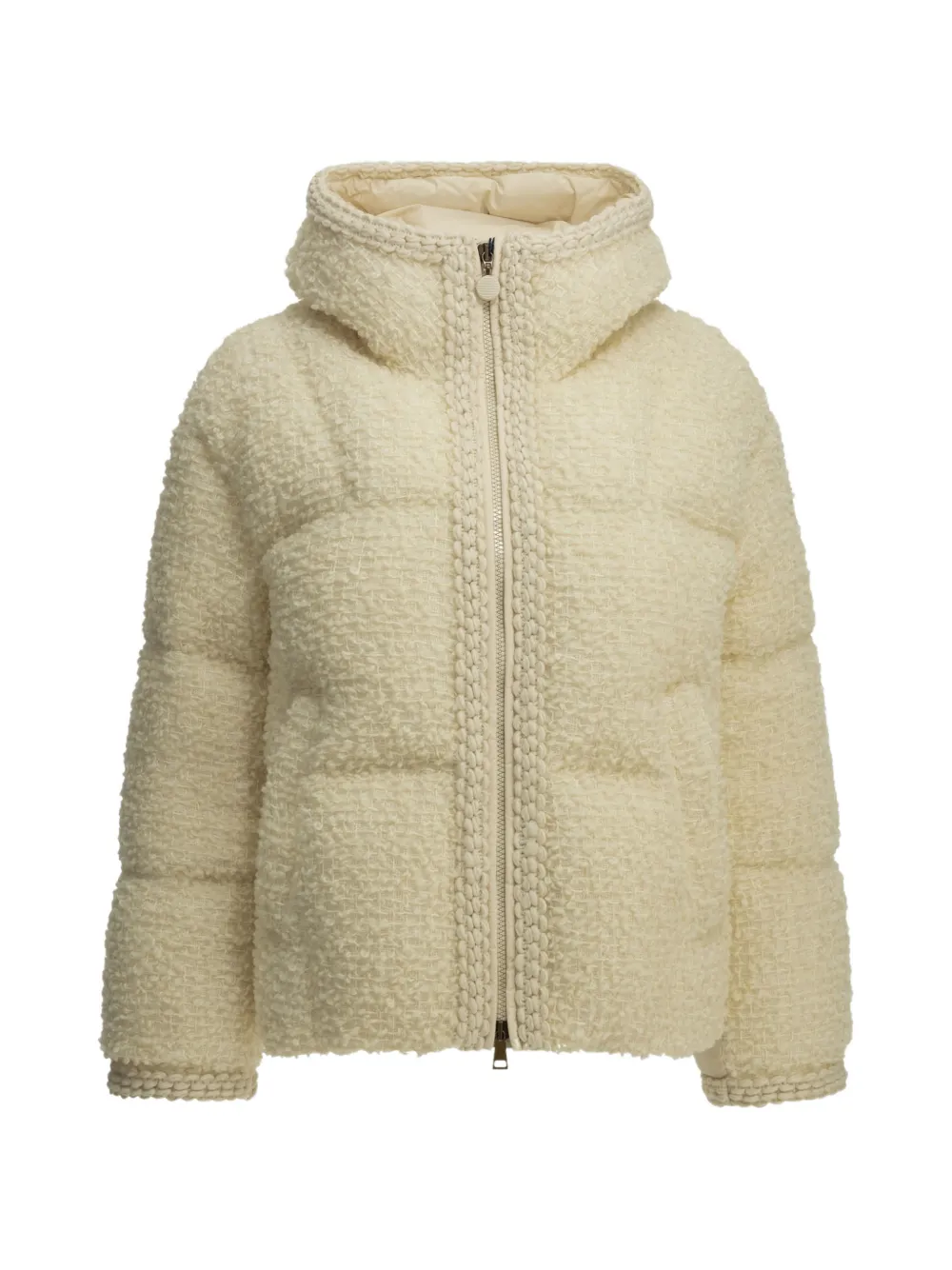 Moncler Cristallin hooded wool-blend short down jacket Beige