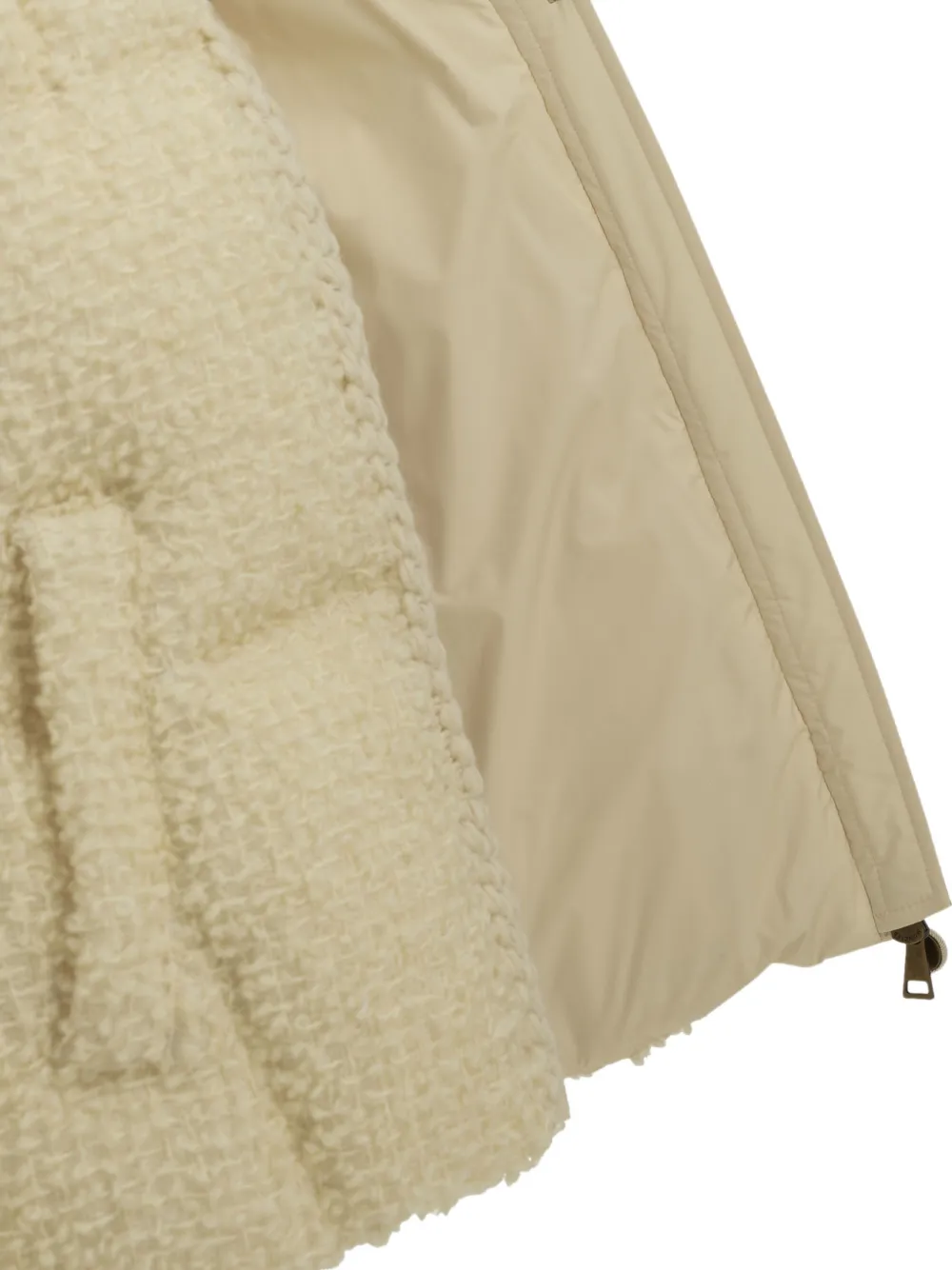 Moncler Cristallin hooded wool-blend short down jacket Beige