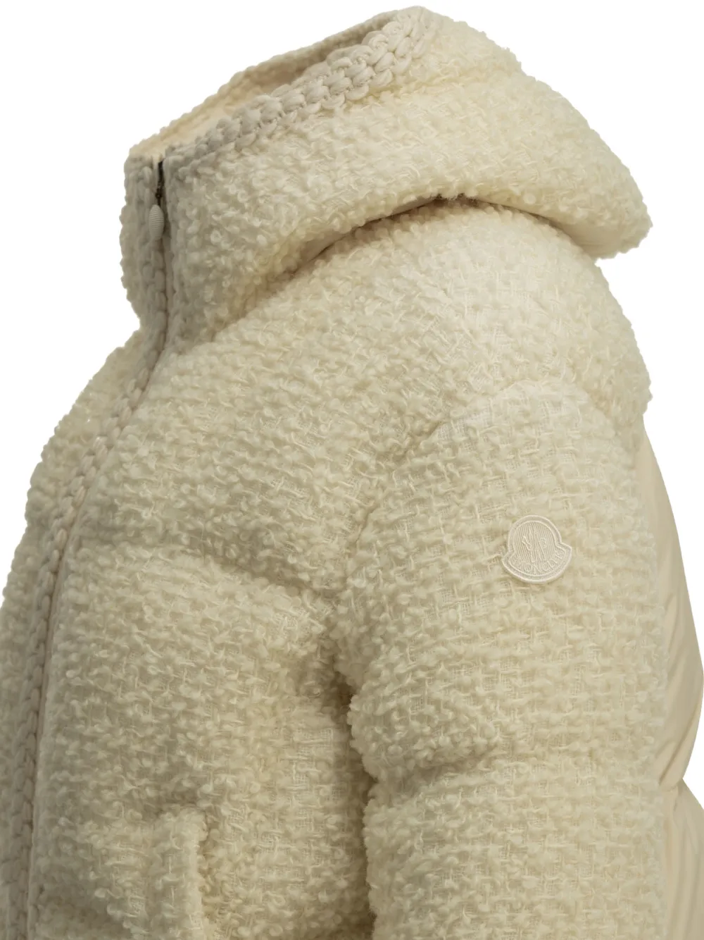 Moncler Cristallin hooded wool-blend short down jacket Beige