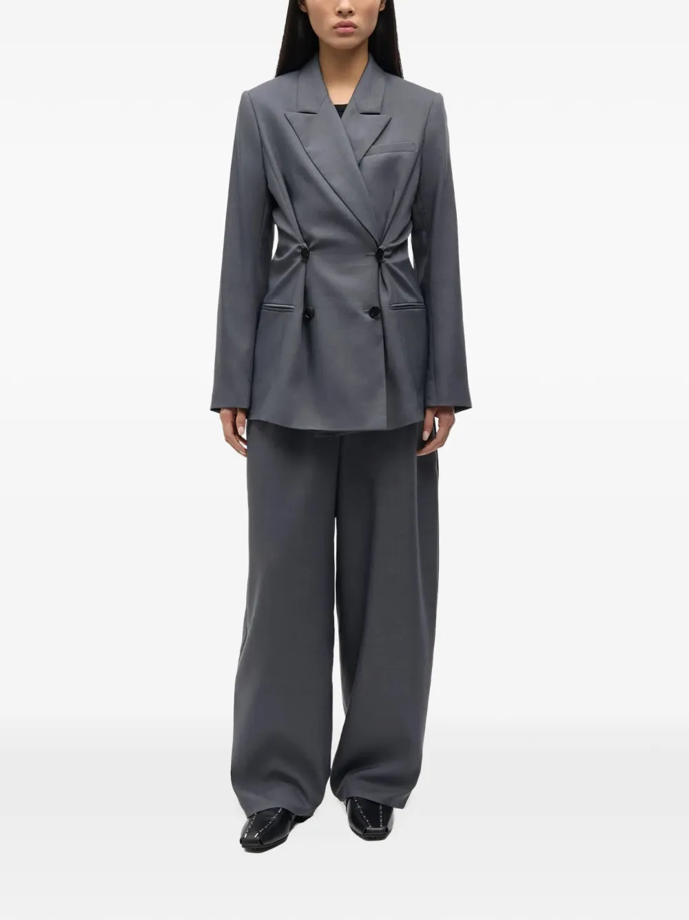 SAMSOE Saharper pleated wide-leg trousers Grijs