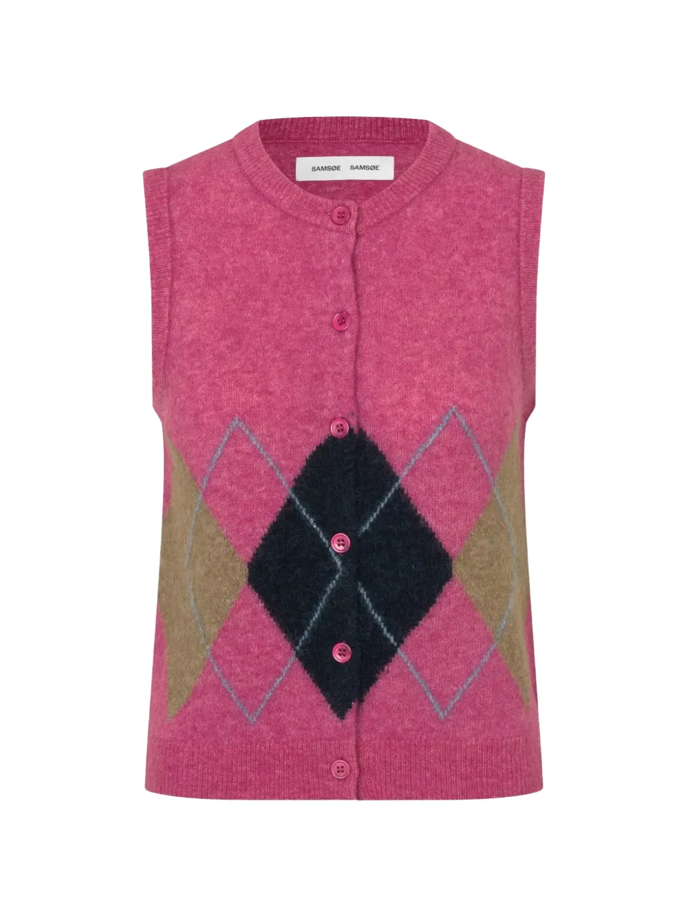 SAMSOE SAMSOE Sanoura argyle-pattern button-up cardigan - Pink