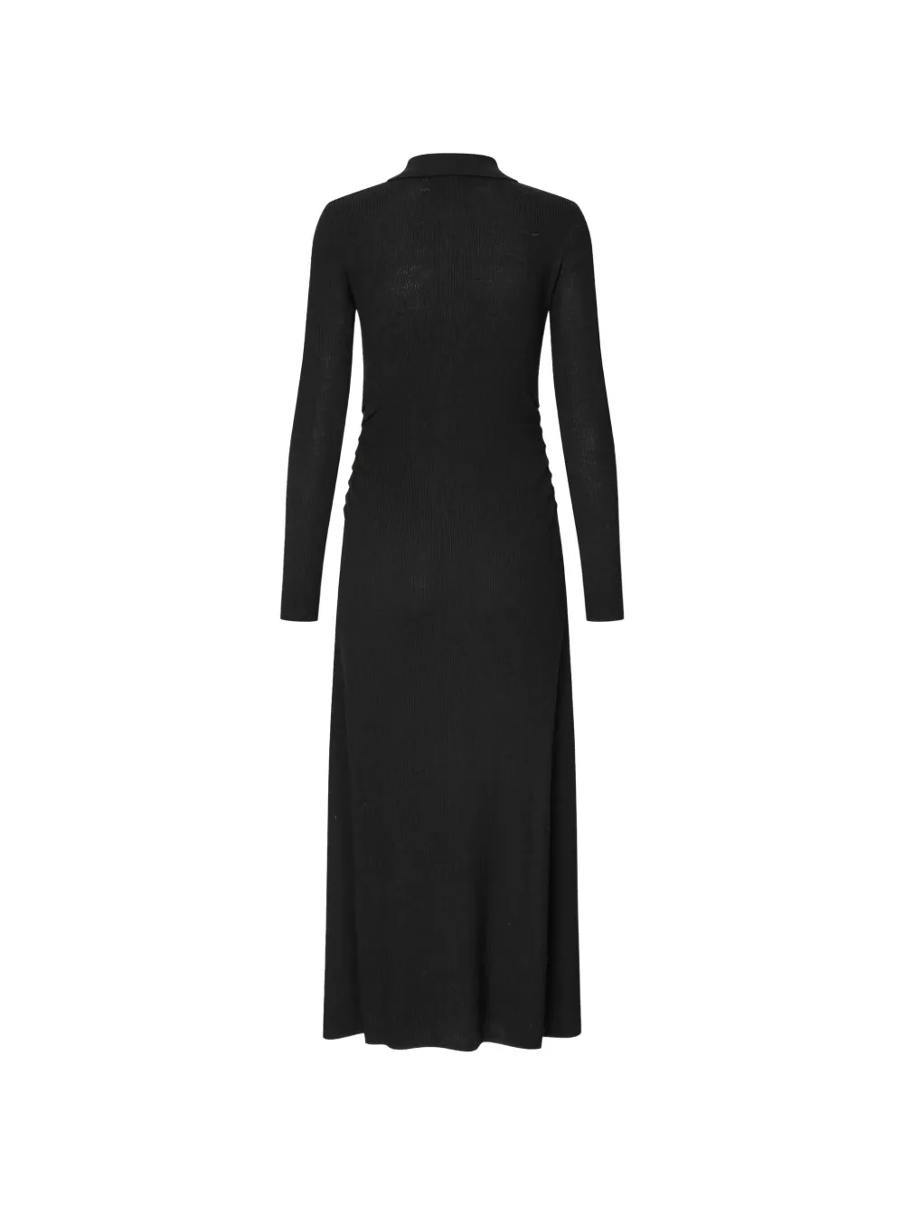 SAMSOE Sanelly ribbed-knit polo-collar midi dress Zwart