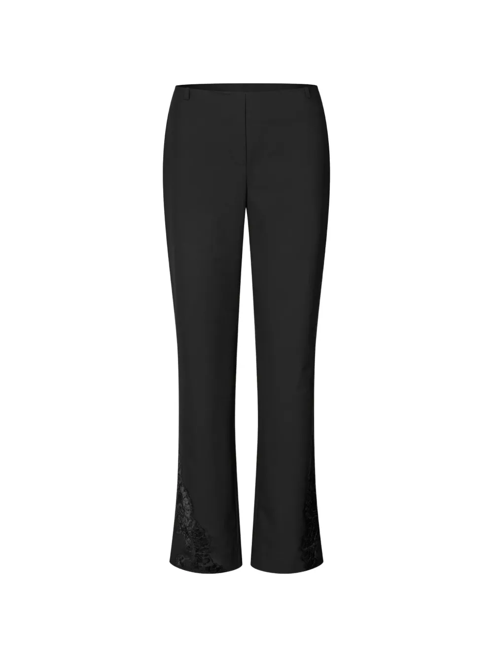 SAMSOE Sarhino lace-trim straight-leg trousers Zwart