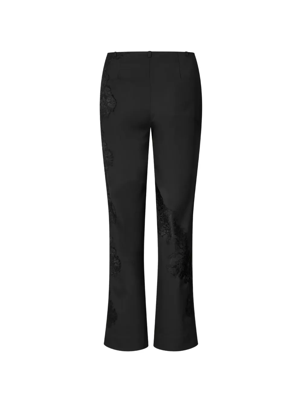 SAMSOE Sarhino lace-trim straight-leg trousers Zwart