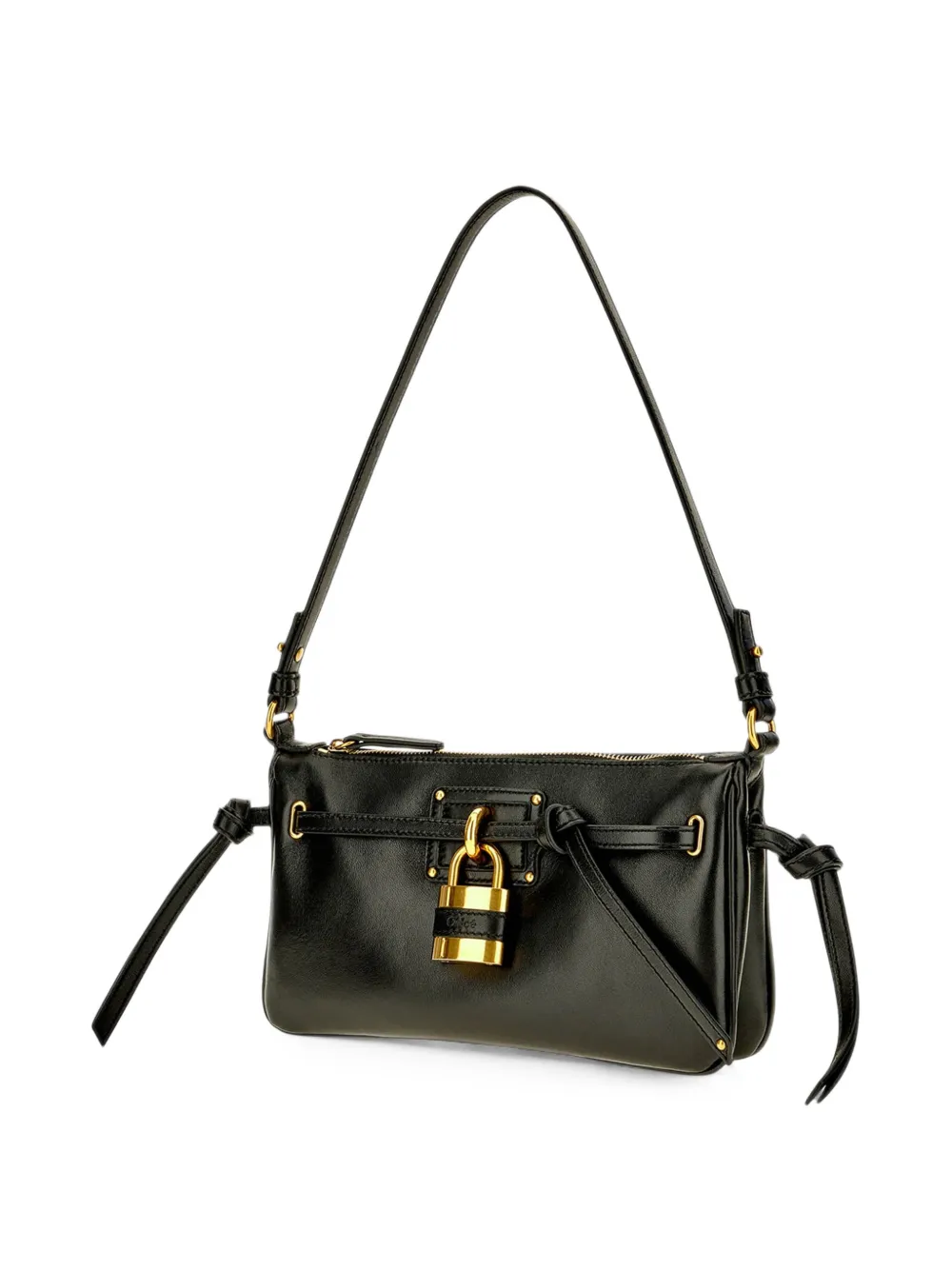 Chloé padlock-detail leather shoulder bag Zwart