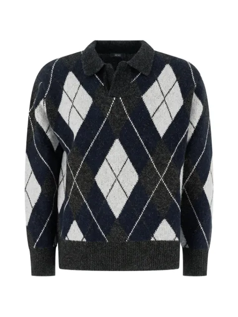 Hosio argyle-knit collared sweater