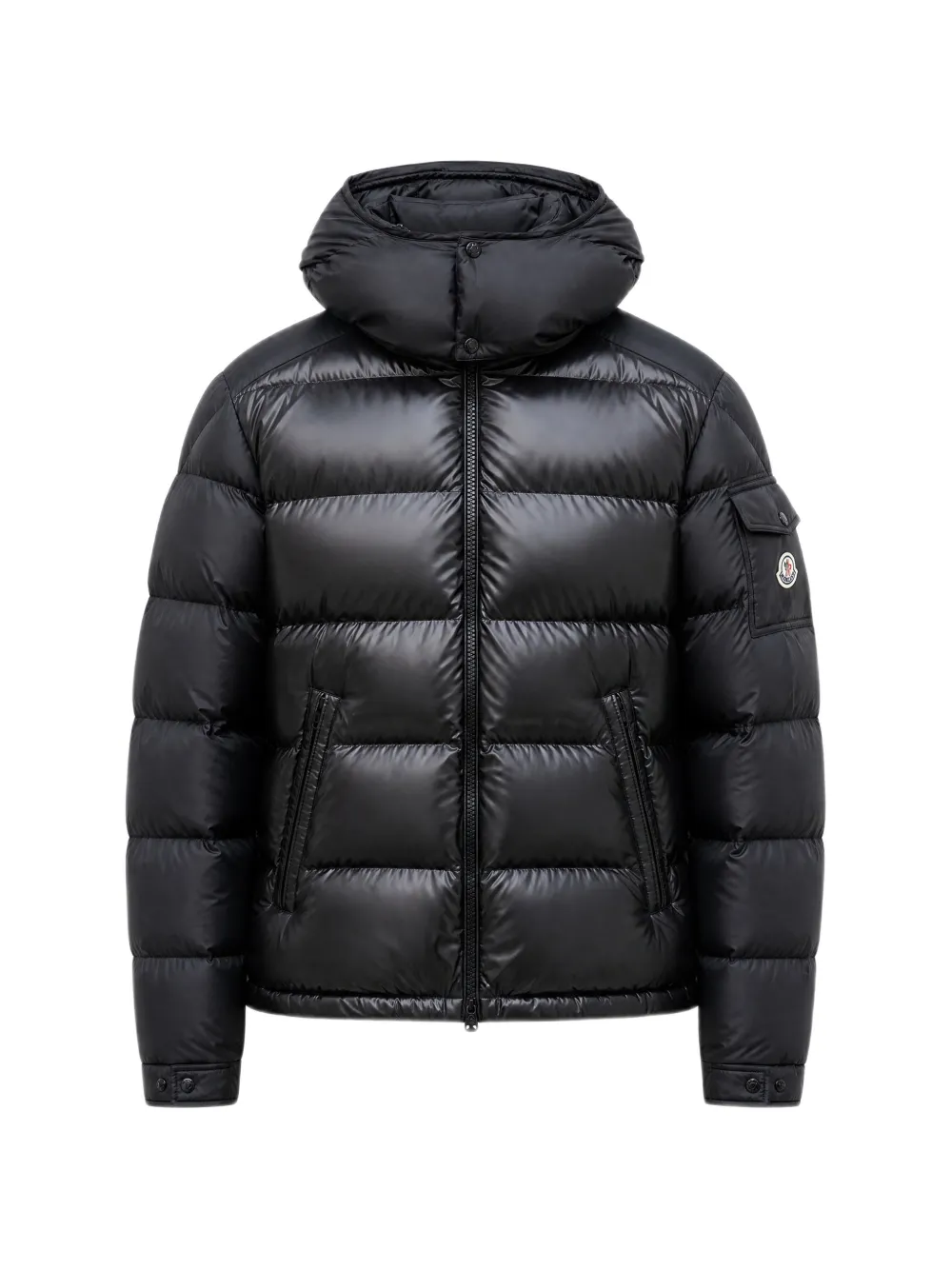 Moncler quilted hooded jacket Zwart
