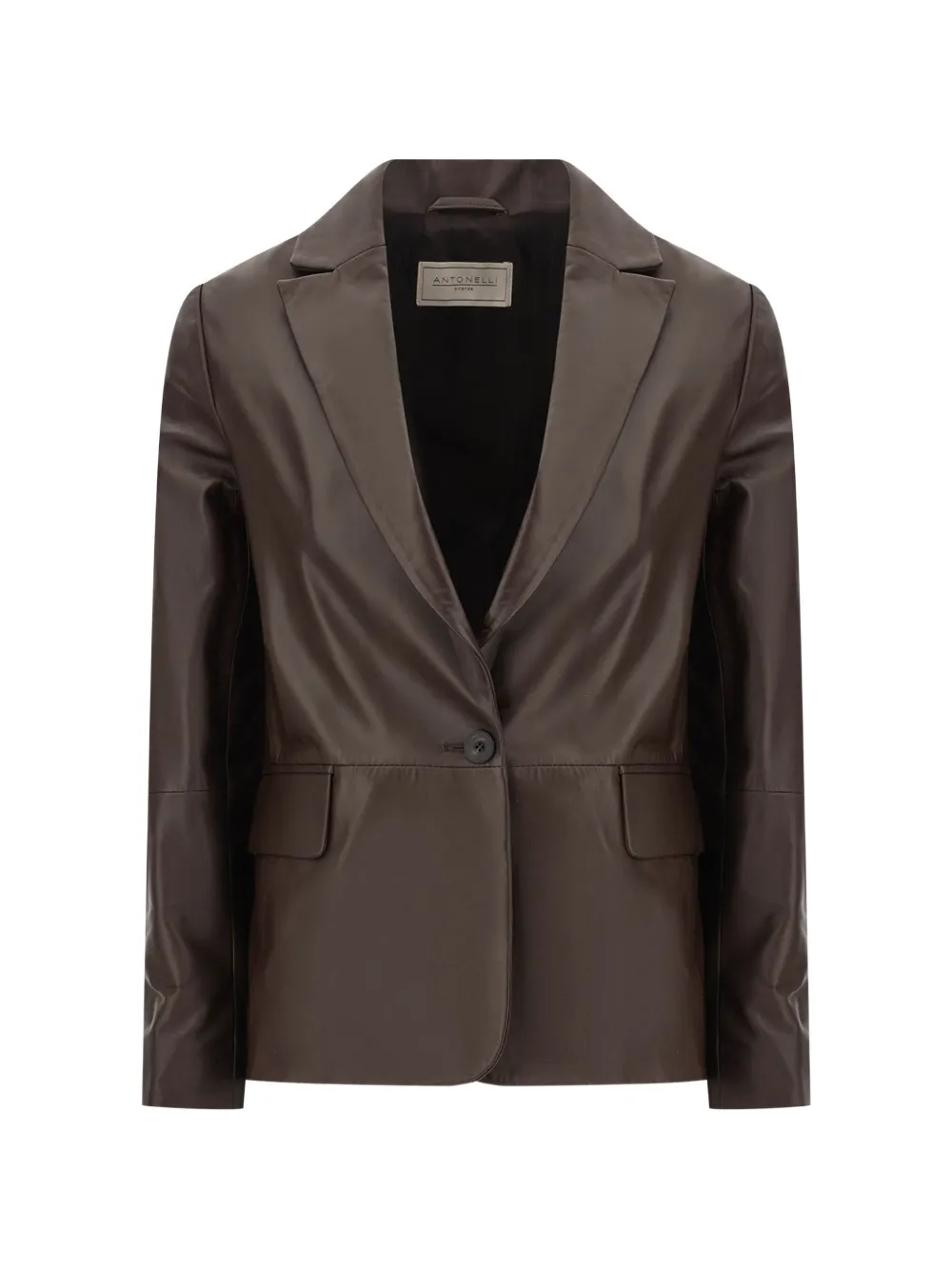 Antonelli notched-lapels leather jacket - Braun