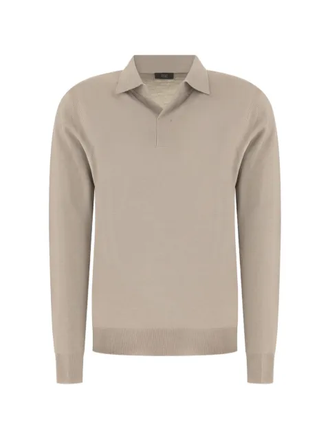 Hosio polo-collar long-sleeved sweater