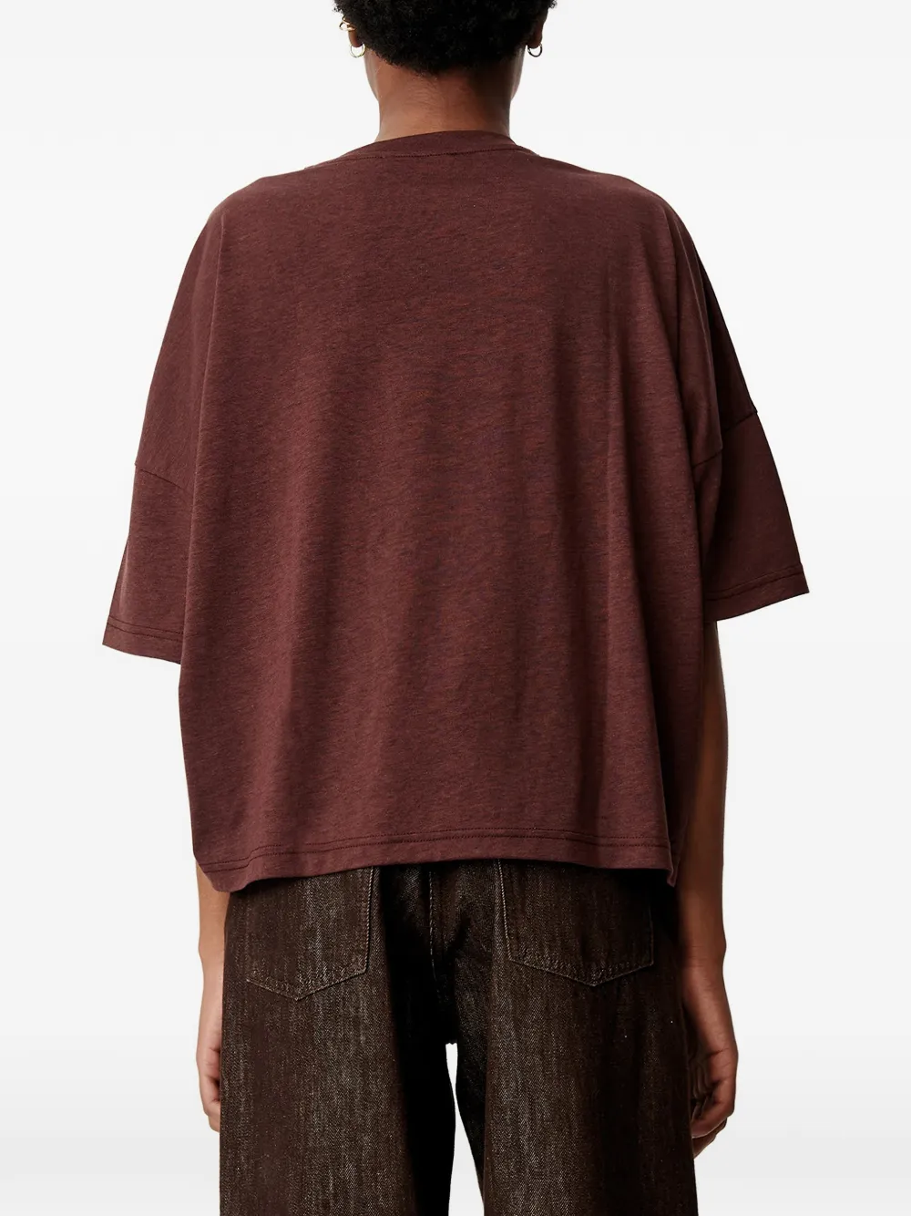 Sessùn Dorel T-shirt met verlaagde schouders en ronde hals Bruin