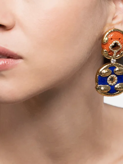 David Webb Scroll Disk diamond earrings