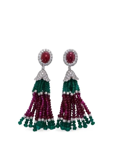 David Webb ruby and diamond tassel earrings