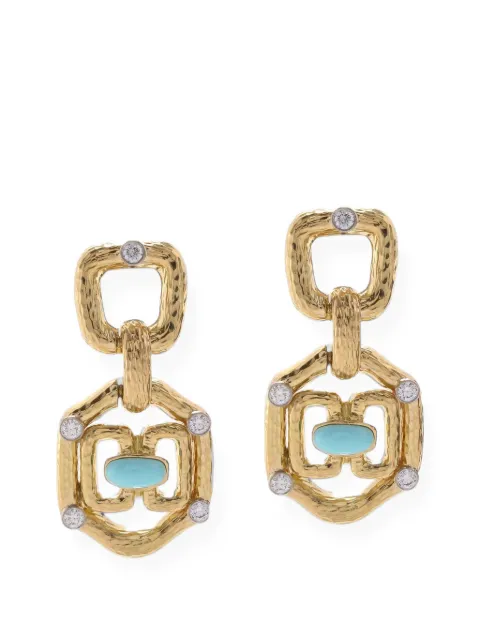 David Webb Janus diamond and turquoise earrings