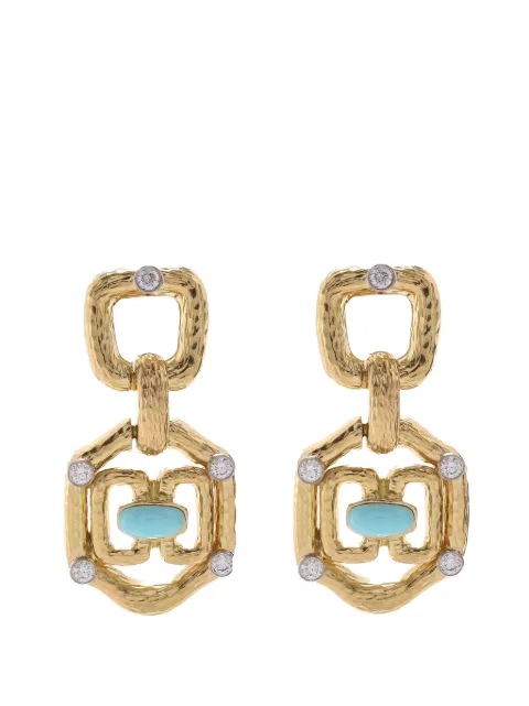 David Webb Janus diamond and turquoise earrings