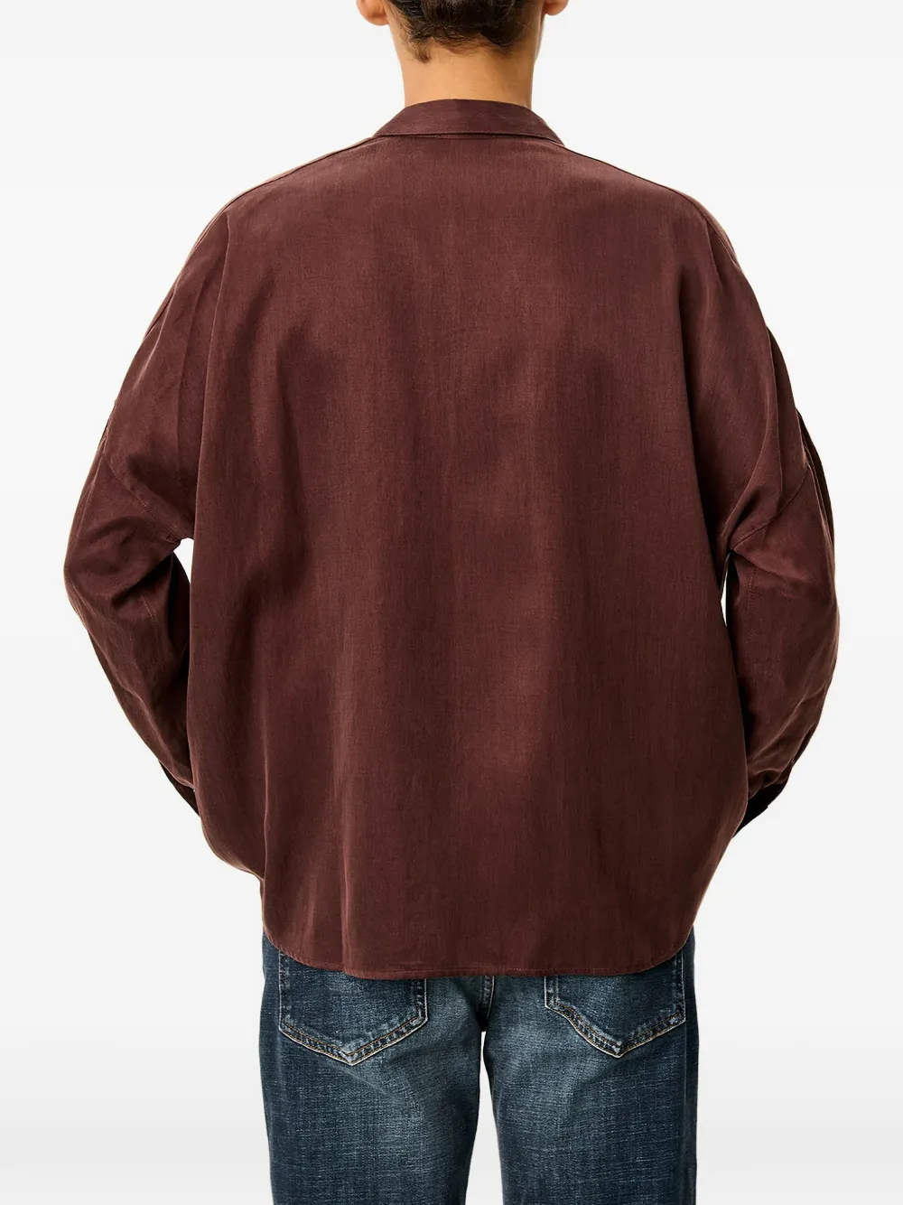 Sessùn Lady D blouse met verlaagde schouders en lange mouwen Bruin