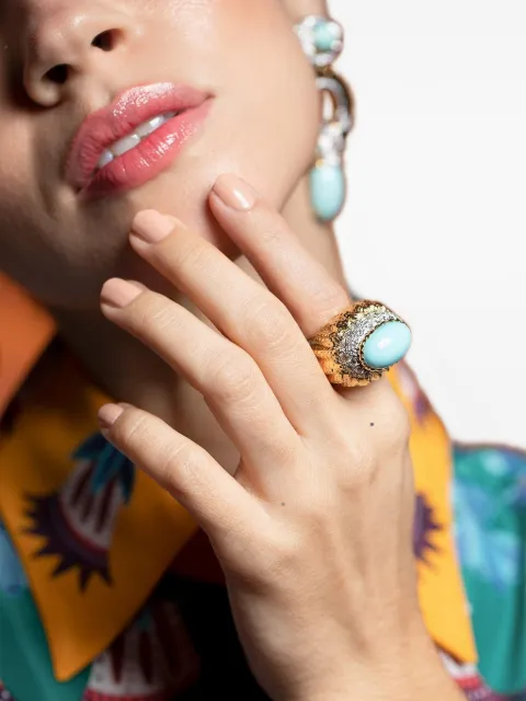 David Webb Mount Olympus turquoise and diamond ring